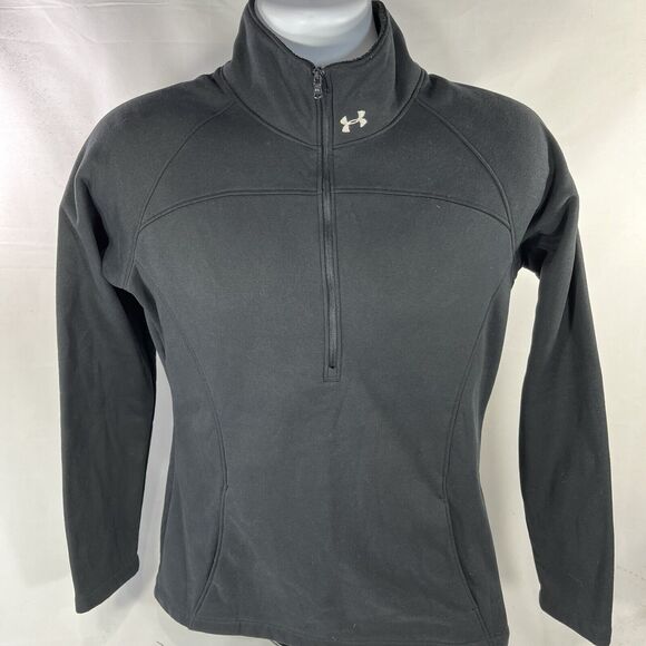 UNDER ARMOUR 1/4 ZIP JACKET SWEATSHIRT WOMENS MEDIUM FLEECE LINED MOCK NECK TOP - Picture 1 of 10